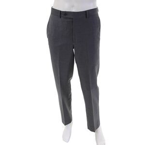 My Suit Mens Creased Slim Leg Flat Front Dress Pants Gray Wool Size 33